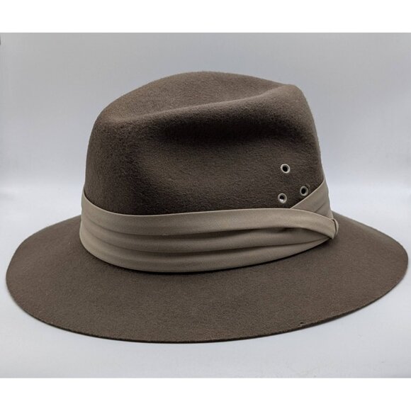 Vintage American Eagle Felt Wool Brown Fedora Outback Safari Hat USA Made Medium - Picture 1 of 7